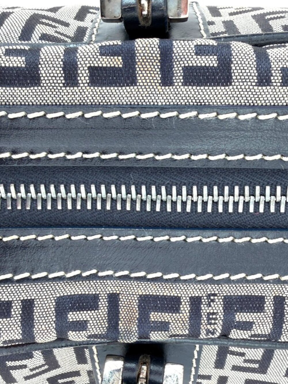 Fendi Navy Blue East West FF Zucchino Canvas Bag - Picture 9 of 14